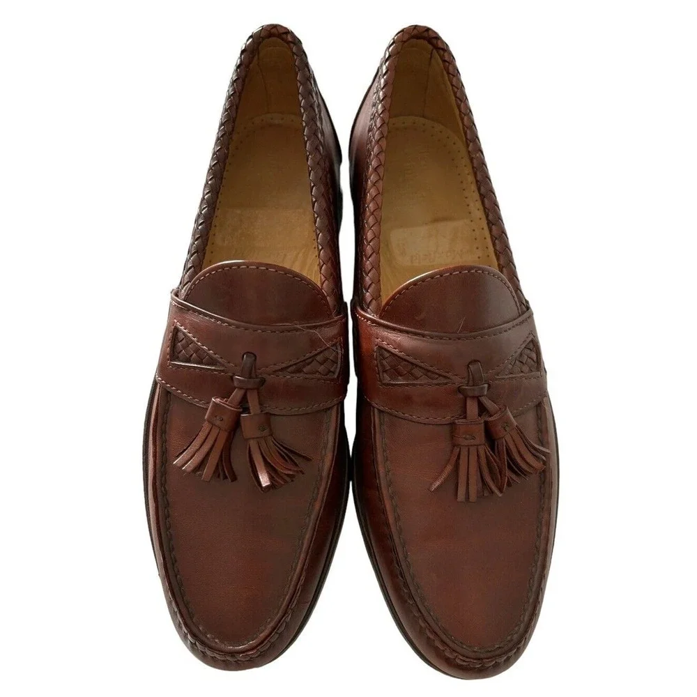 Allen Edmonds MAXFIELD Tassel Dress LOAFERS 10B BRAIDED LEATHER TRIM ITALY!